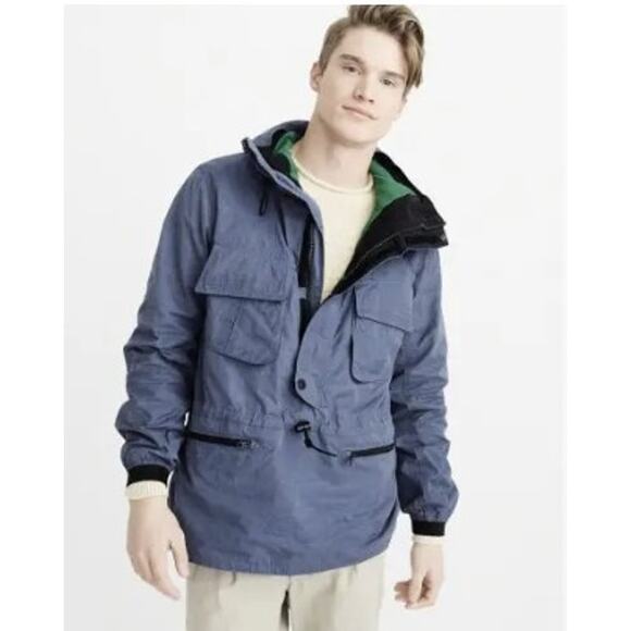 Abercrombie & Fitch Mens 1/2 Zip Anorak Jacket XS Blue - Picture 1 of 6